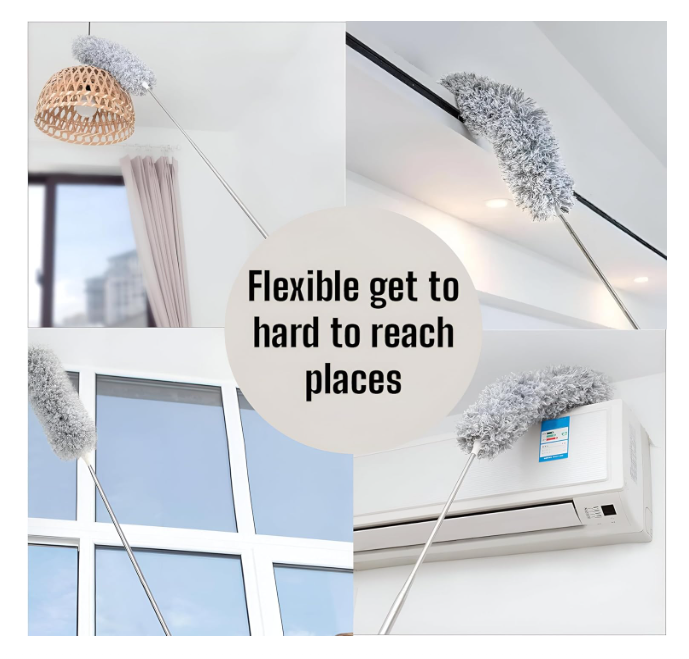 Fan Cleaner Brush Microfiber Foldable Duster Cleaning Mop with Long Rod for Car Home Office Fan Ceiling Flexible Feather Dusting (Pack of 1,