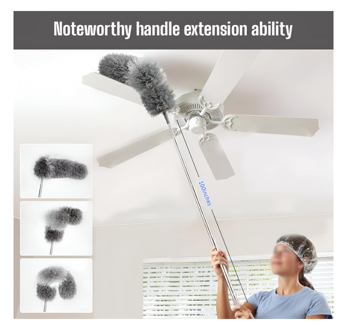 Fan Cleaner Brush Microfiber Foldable Duster Cleaning Mop with Long Rod for Car Home Office Fan Ceiling Flexible Feather Dusting (Pack of 1,