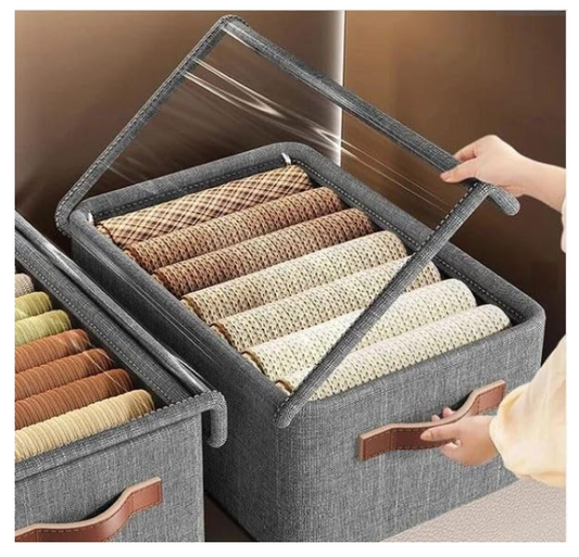 Foldable Dust-Proof Clothing Storage Box For Home With Steel Frame & Multi-Layer Design For Clothes, Pants, And Can Be Stacked