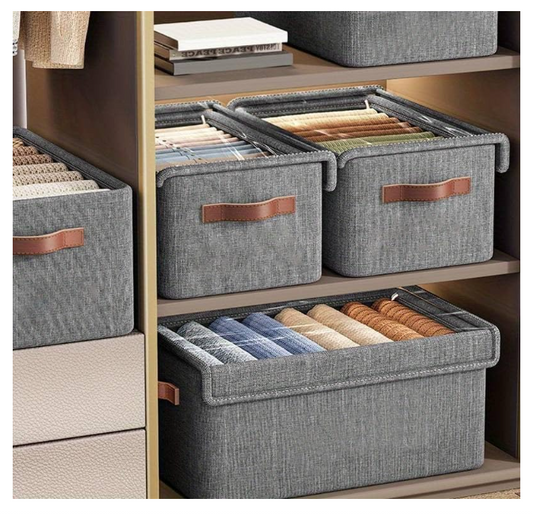 Foldable Dust-Proof Clothing Storage Box For Home With Steel Frame & Multi-Layer Design For Clothes, Pants, And Can Be Stacked