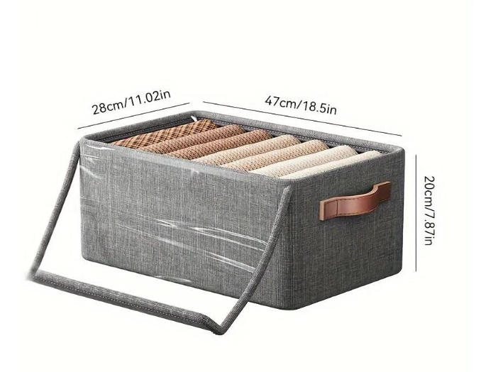 Foldable Dust-Proof Clothing Storage Box For Home With Steel Frame & Multi-Layer Design For Clothes, Pants, And Can Be Stacked