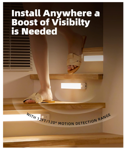 Rechargeable Motion Sensor Under Cabinet Light for Kitchen, Wardrobe, Stairs, Bedroom, Hallway