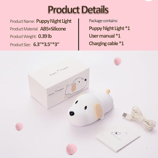 Cute Dog Puppy Silicon Night Lamp for Kids(17 cm, Multicolor3)
