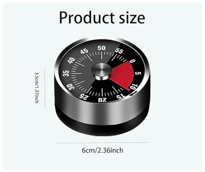 Magnetic 60 Minute Countdown Timer, Round, Mechanical