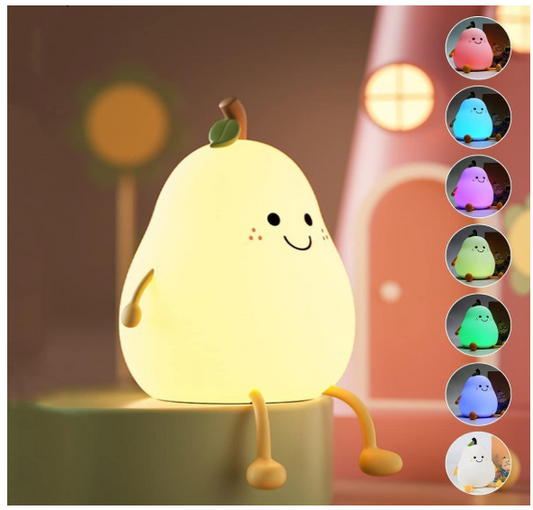 Pear Night Lamp  Touch, Control Color Changing LED Light for Kids' Bedroom Decor