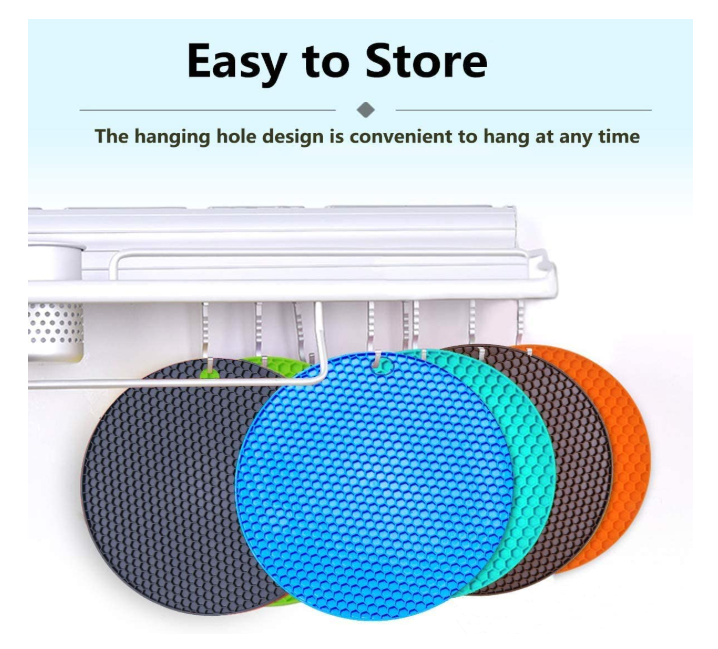 Mat for Hot Pots and Pans Food-Safe Heat-Resistant and Eco-Friendly Silica Gel Anti Hot Heat Resistant Round Pot Holder Disc Pads(Multicolor) (4)