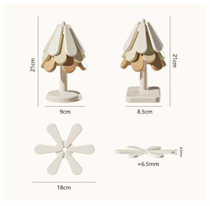 3X Folding Heat Insulation Pad Insulated Hot Pad for Pot Utensils Hot Dishes Round Base | 3 Silicone Trivet Mats 1 Stand