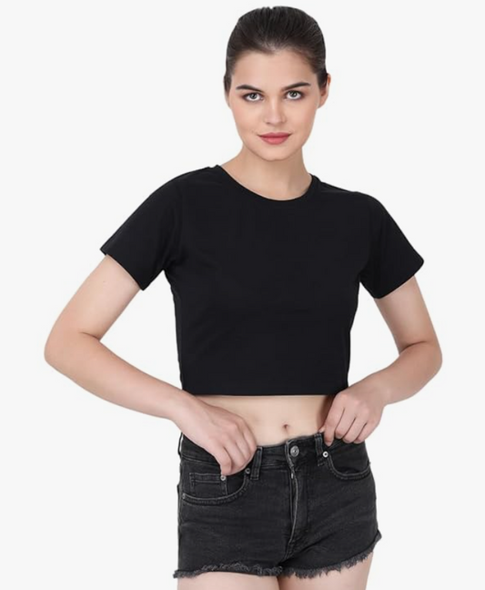 Essential Solid Black Crop Top – Soft, Stretchy & Stylish