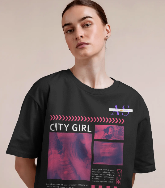 CITY GIRL – Tokyo Vibes Oversized Terry Tee for Women | ASTER STORE