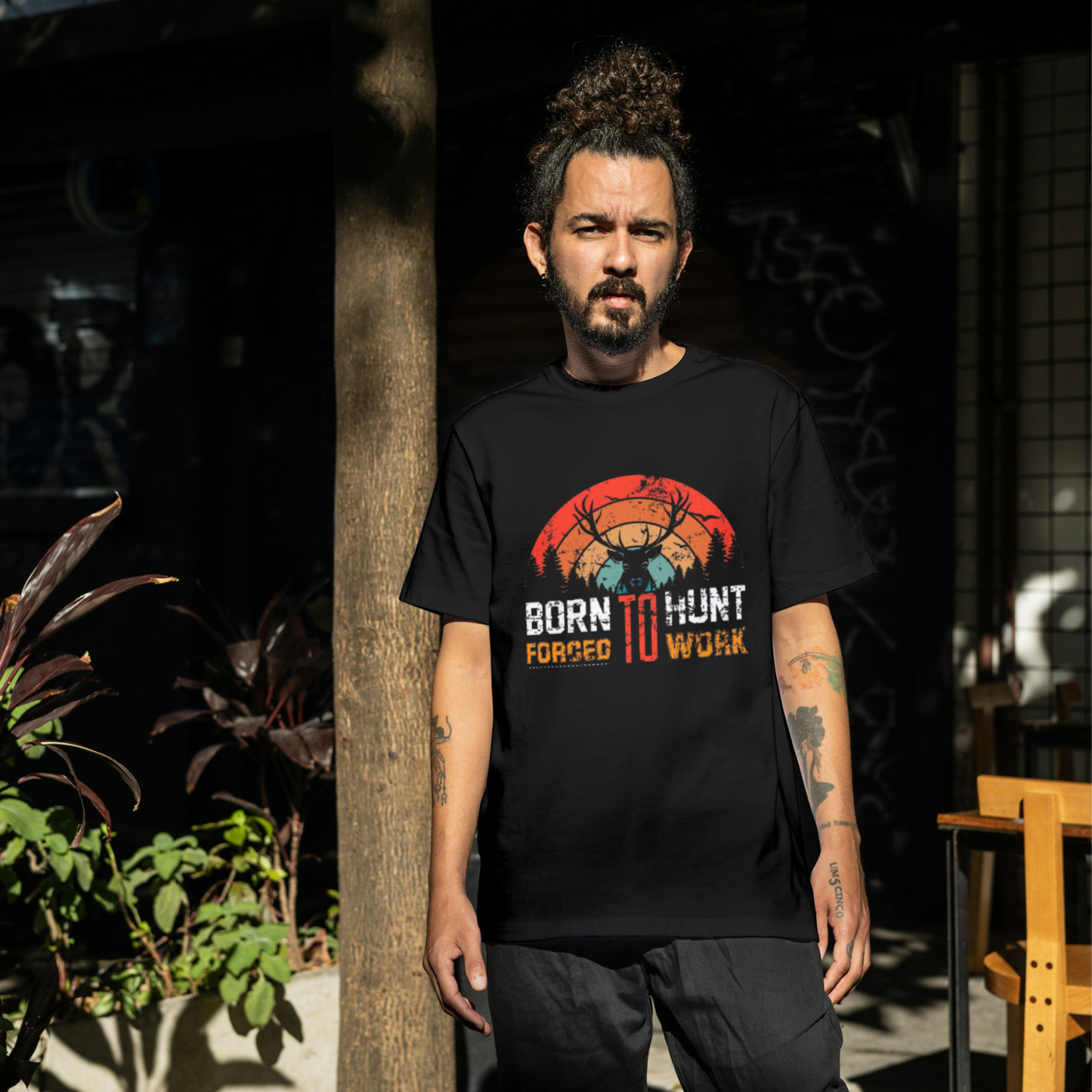 🔥 BORN TO HUNT Oversized Graphic Tee
