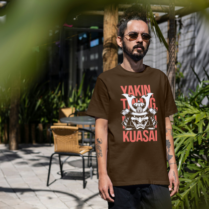Samurai Mask Coffee Brown Printed T-Shirt