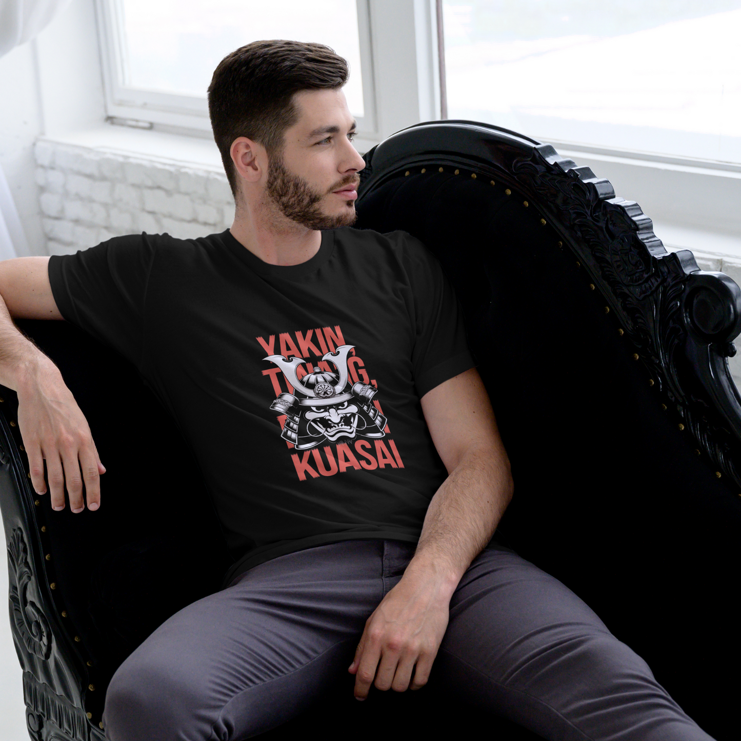 Samurai mask Printed T-Shirt - Regular Fit ( Both side print )