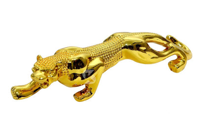 Modern Jaguar, Golden Panther Jaguar, Luxury Showpiece Animal Figurines Decorative Item for Home Dcor Living Room Bedroom Table Top Car Dashboard Decoration ( 18 cm x 4.5 cm)