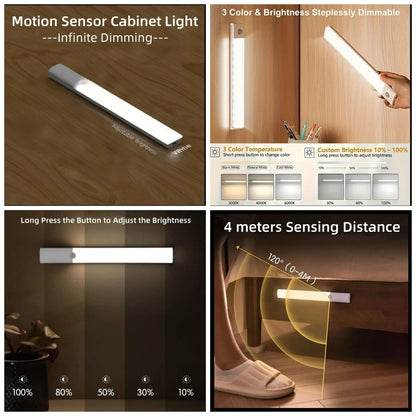 Rechargeable Motion Sensor Under Cabinet Light for Kitchen, Wardrobe, Stairs, Bedroom, Hallway