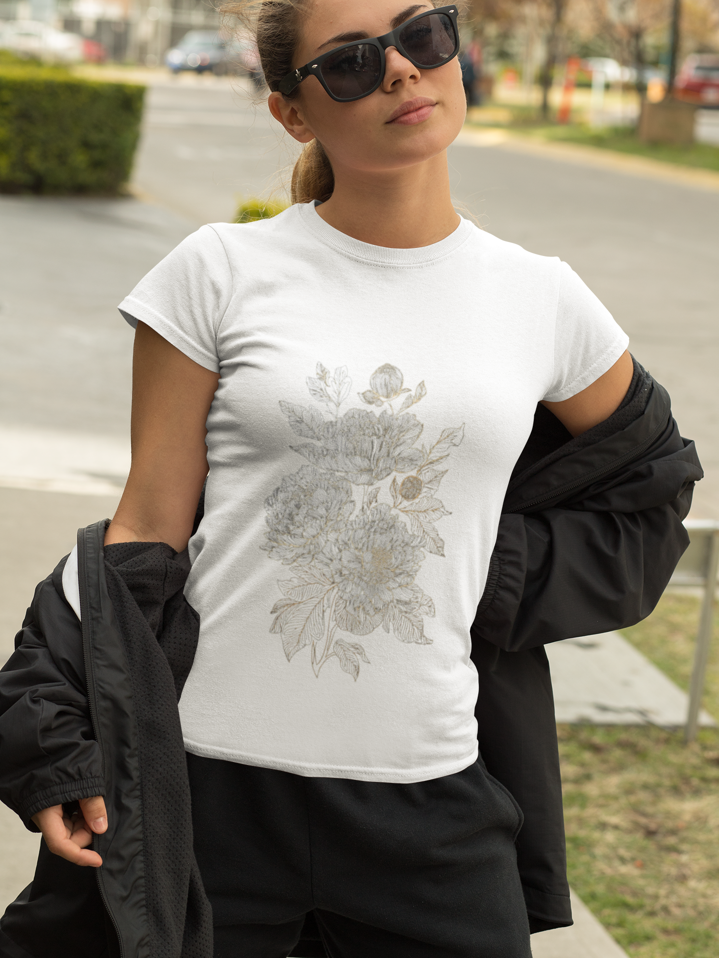 "Botanic Whisper" White Minimalist Tee – ASTER