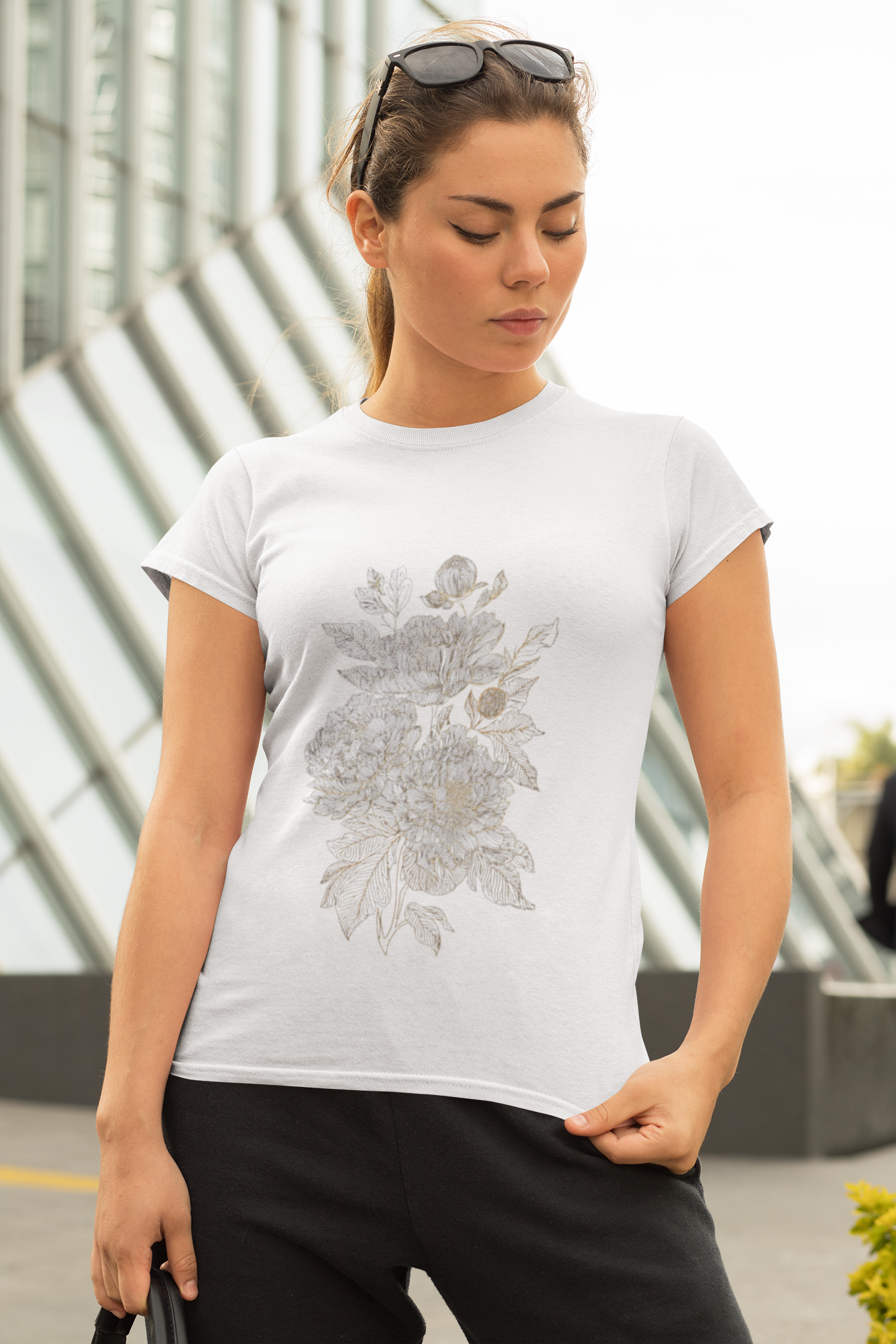 "Botanic Whisper" White Minimalist Tee – ASTER