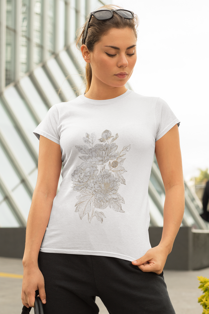 "Botanic Whisper" White Minimalist Tee – ASTER