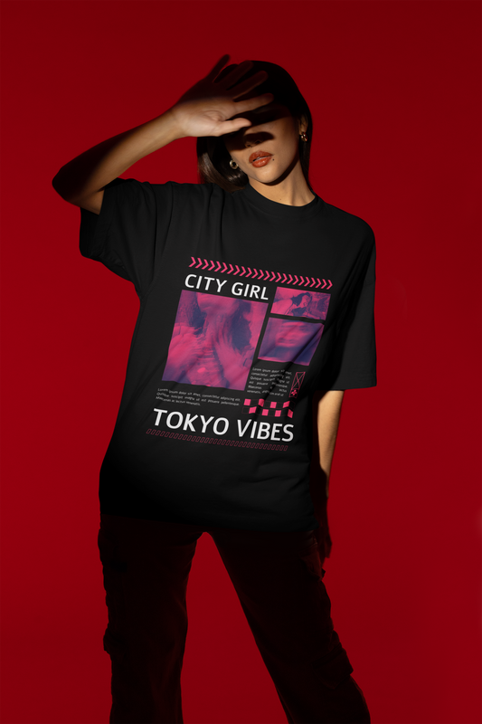CITY GIRL – Tokyo Vibes Oversized Terry Tee for Women | ASTER STORE