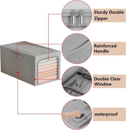 Alloy Steel 31L Foldable Steel Frame Clothes Organizer Storage Box