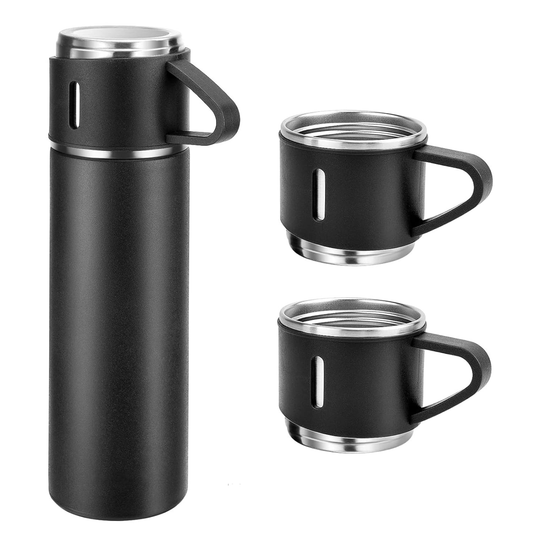 Gift Item Thermos Bottle Vacuum hot Flask with 2 Tea Coffee Cups Set