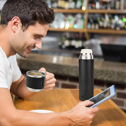 Gift Item Thermos Bottle Vacuum hot Flask with 2 Tea Coffee Cups Set
