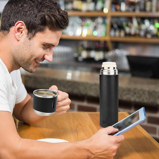 Gift Item Thermos Bottle Vacuum hot Flask with 2 Tea Coffee Cups Set