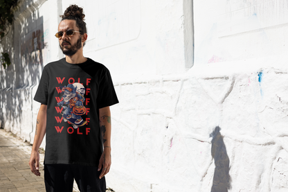 Howl You Doing'? —Oversize Retro Skater Wolf Halloween T-Shirt