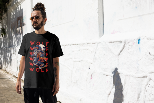 Howl You Doing'? —Oversize Retro Skater Wolf Halloween T-Shirt