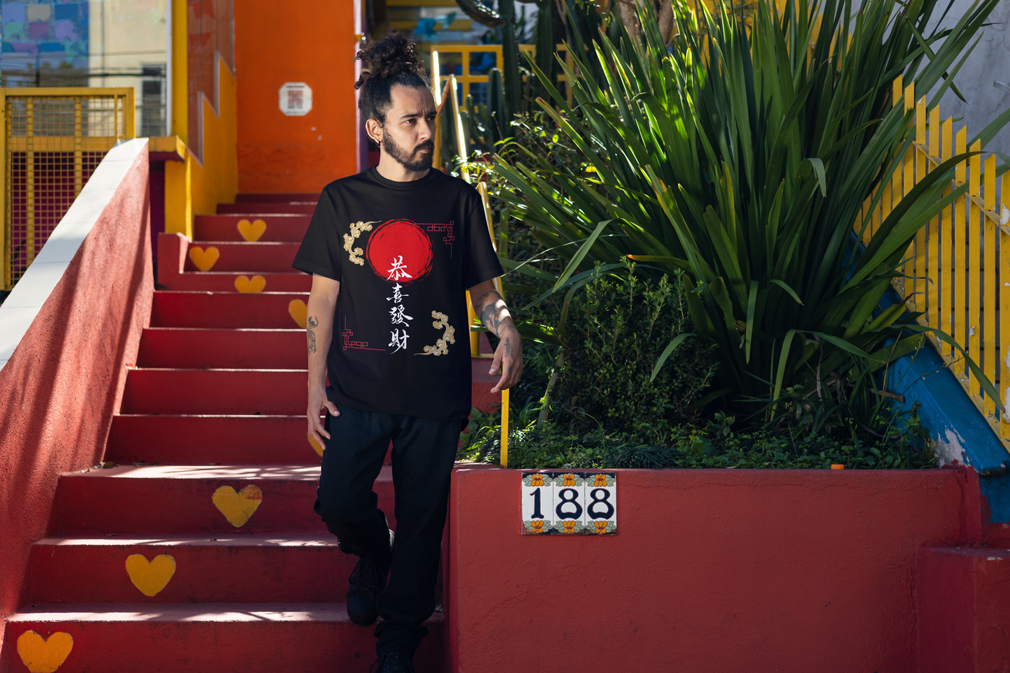 Aster Unisex Oversized T-Shirt – Lunar Legacy Edition | Prosperity Calligraphy Print