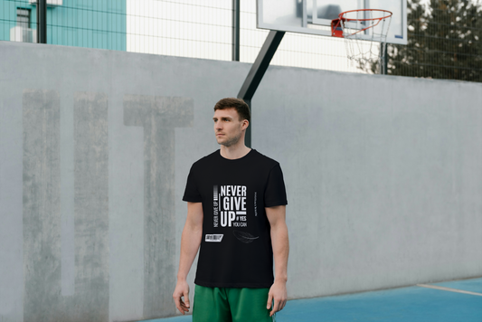 ASTER STORE  Unisex Oversized T-Shirt – “Never Give Up” Motivation Edition | Bold Typography Print
