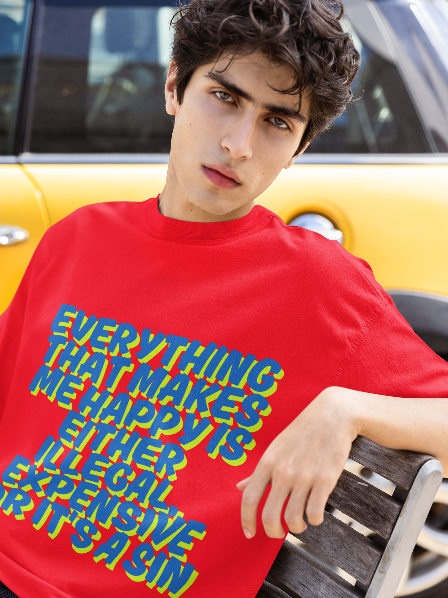 "Life Isn’t Easy" Dual-Sided Terry Oversized T-Shirt – Tom Cartoon & Bold Quote | ASTER STORE