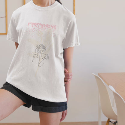 "Floral Muse" Minimalist White Tee – ASTER Women’s Edition