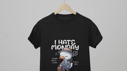 "I Hate Monday" Black DTF Printed T-Shirt – Regular Fit by ASTER STORE