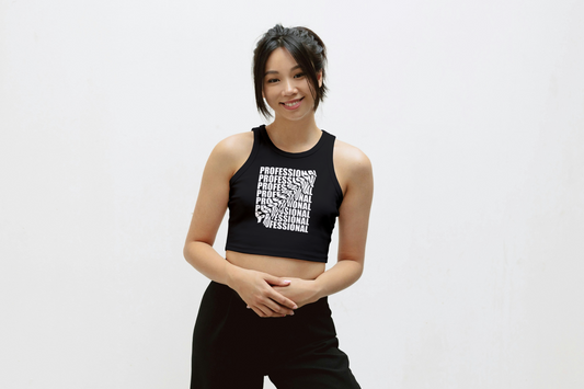 “PROFESSIONAL” Graphic Crop Top for Women – ASTER STORE | Bold Monochrome Statement Wear