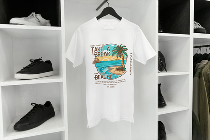 “TAKE A BREAK” Classic Fit Beach Graphic Tee – ASTER STORE Original