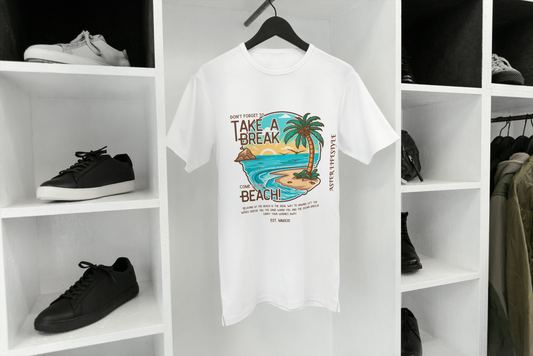 “TAKE A BREAK” Classic Fit Beach Graphic Tee – ASTER STORE Original