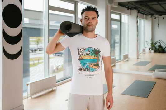 “TAKE A BREAK” Classic Fit Beach Graphic Tee – ASTER STORE Original