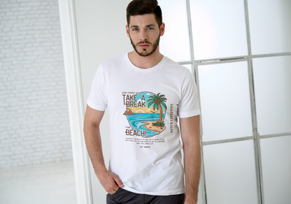 “TAKE A BREAK” Classic Fit Beach Graphic Tee – ASTER STORE Original