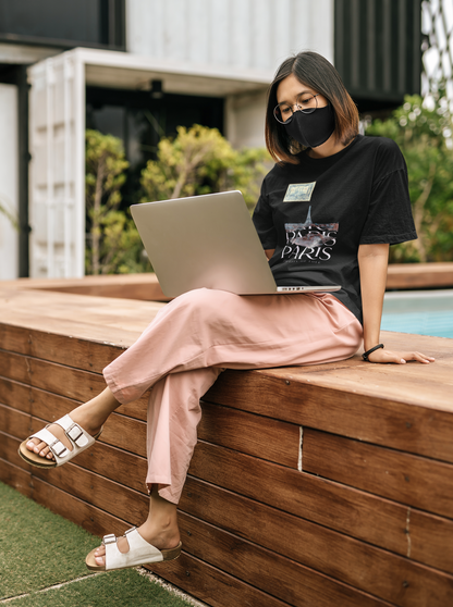 “PARIS – The City of Love” Oversized Black T-Shirt by ASTER STORE