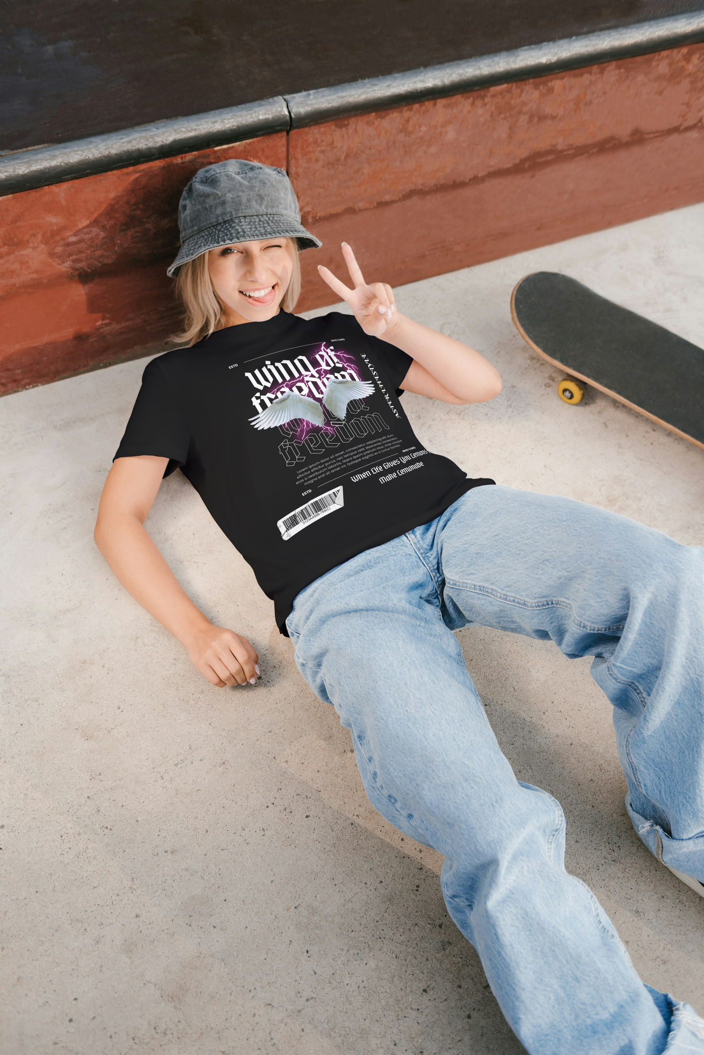 "Wing of Freedom Graphic Loose-Fit T-Shirt – ASTER STORE Exclusive"